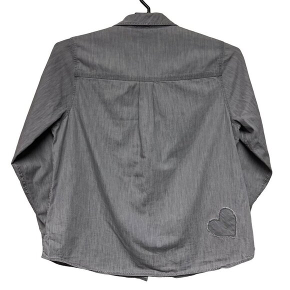 Torrid Taylor Dark Grey Denim Heart Button Front Shirt Women's 1X - Picture 4 of 13
